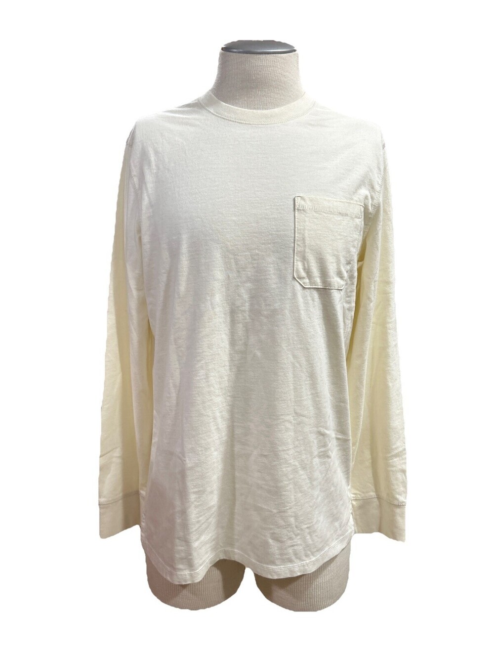 Goodfellow & Co Mens T Shirt M White Feather Long Sleeve Pocket